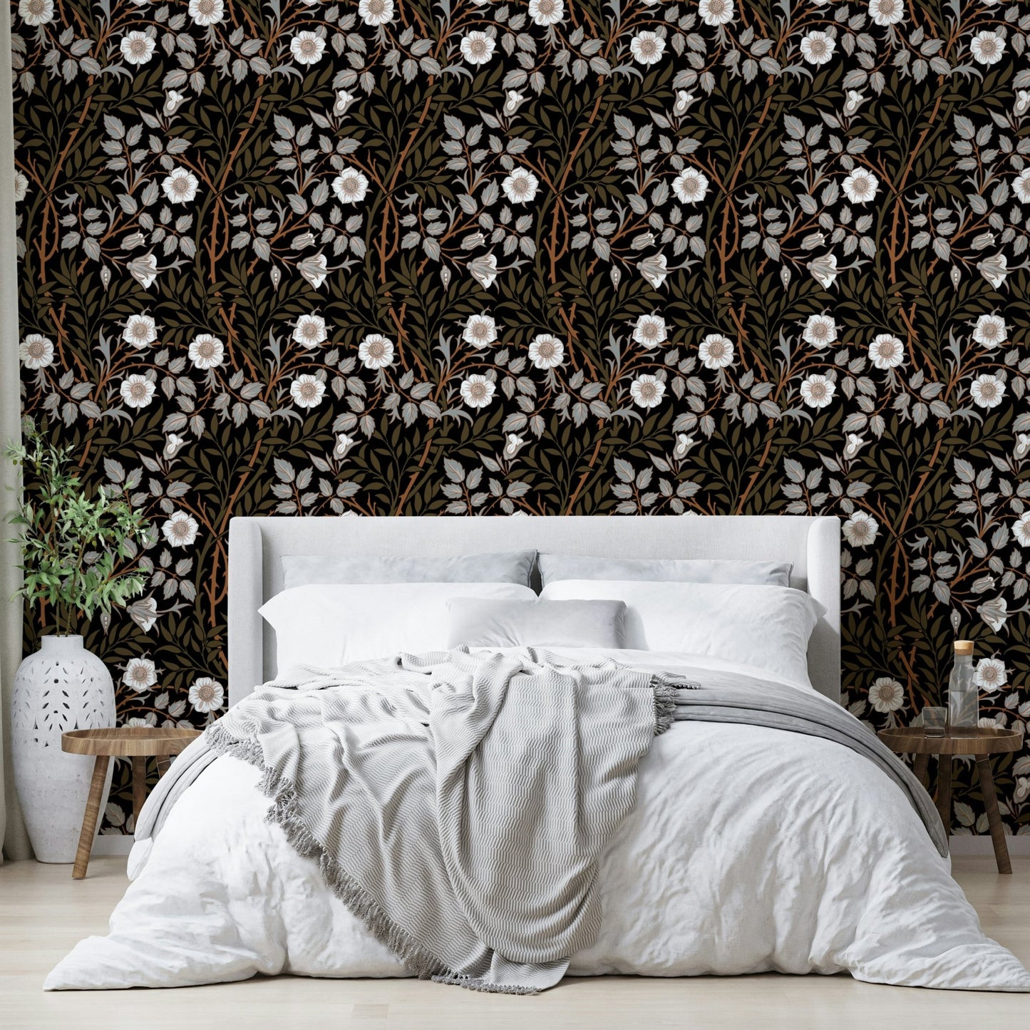 The colors are rich and warm, with a dominant dark brown or umber tone.

