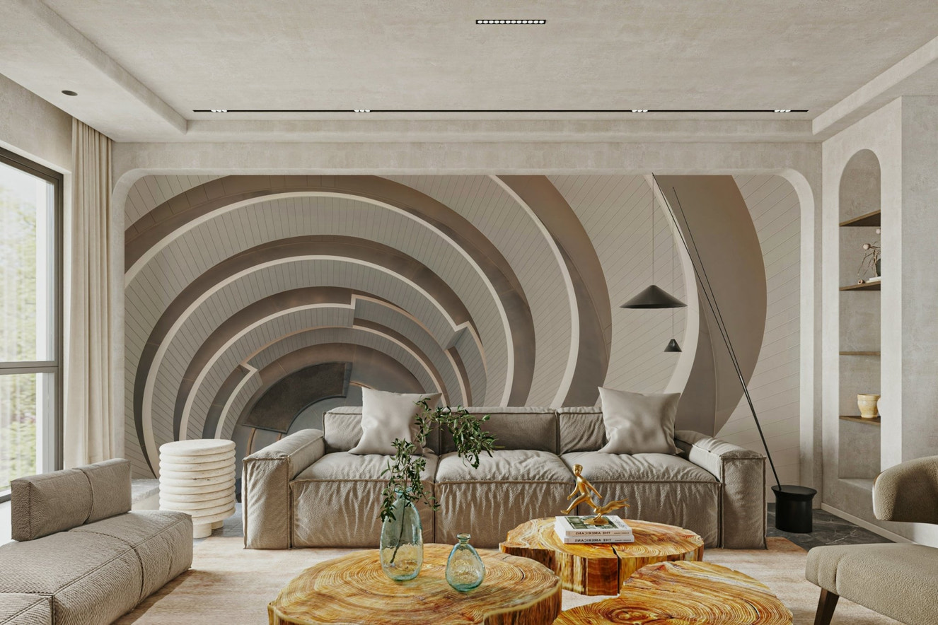 Minimalist spiral stairs wallpaper

