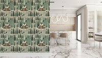 Winter Cabin Charm wall covering adding seasonal warmth and cozy aesthetic to interiors.