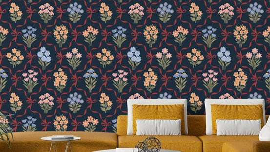 Winter cottagecore floral bouquet wallpaper
