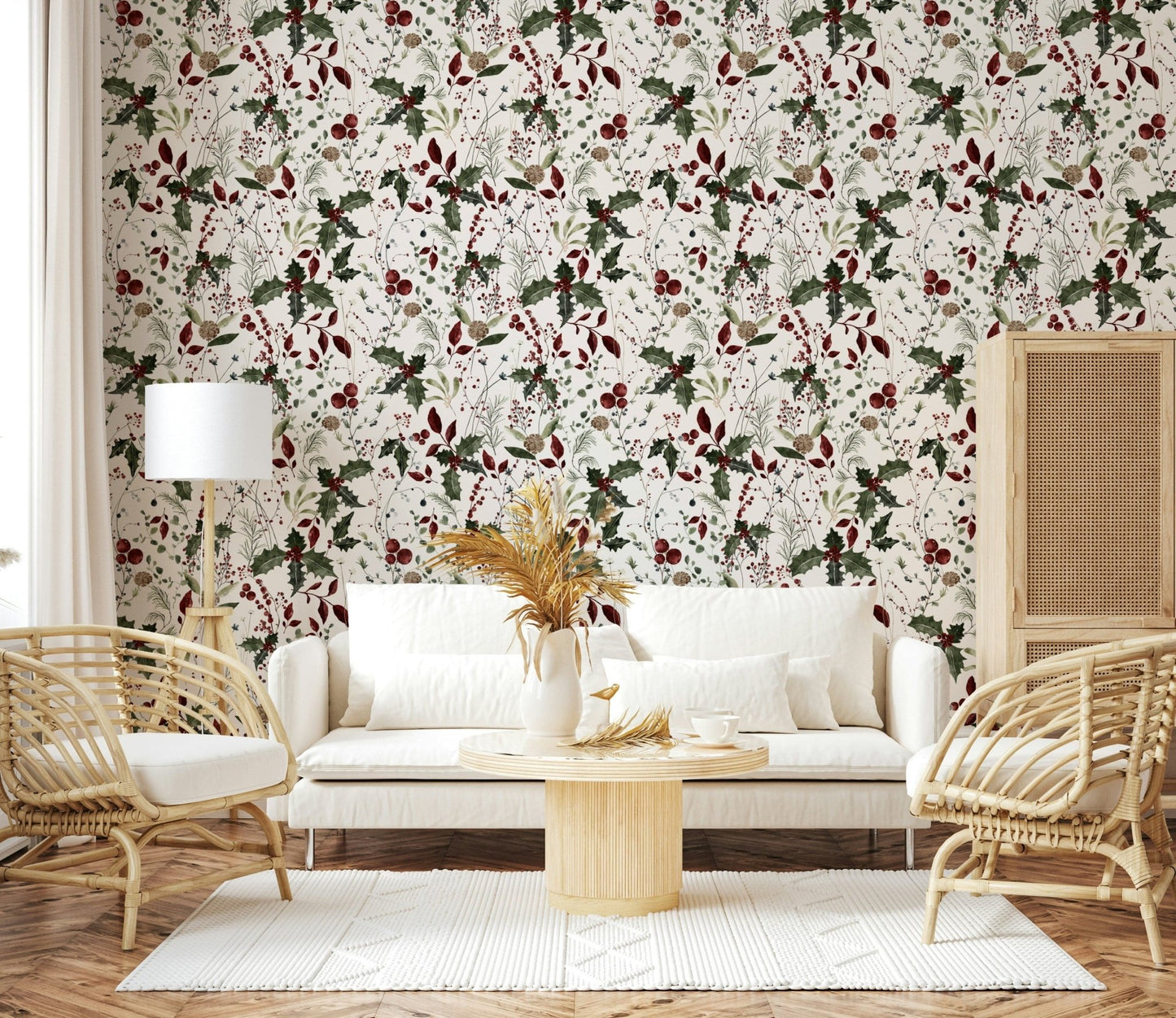 Winter Garden delicate forest theme wallpaper print.