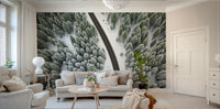 A natural landscape mural with a minimalist feel.

