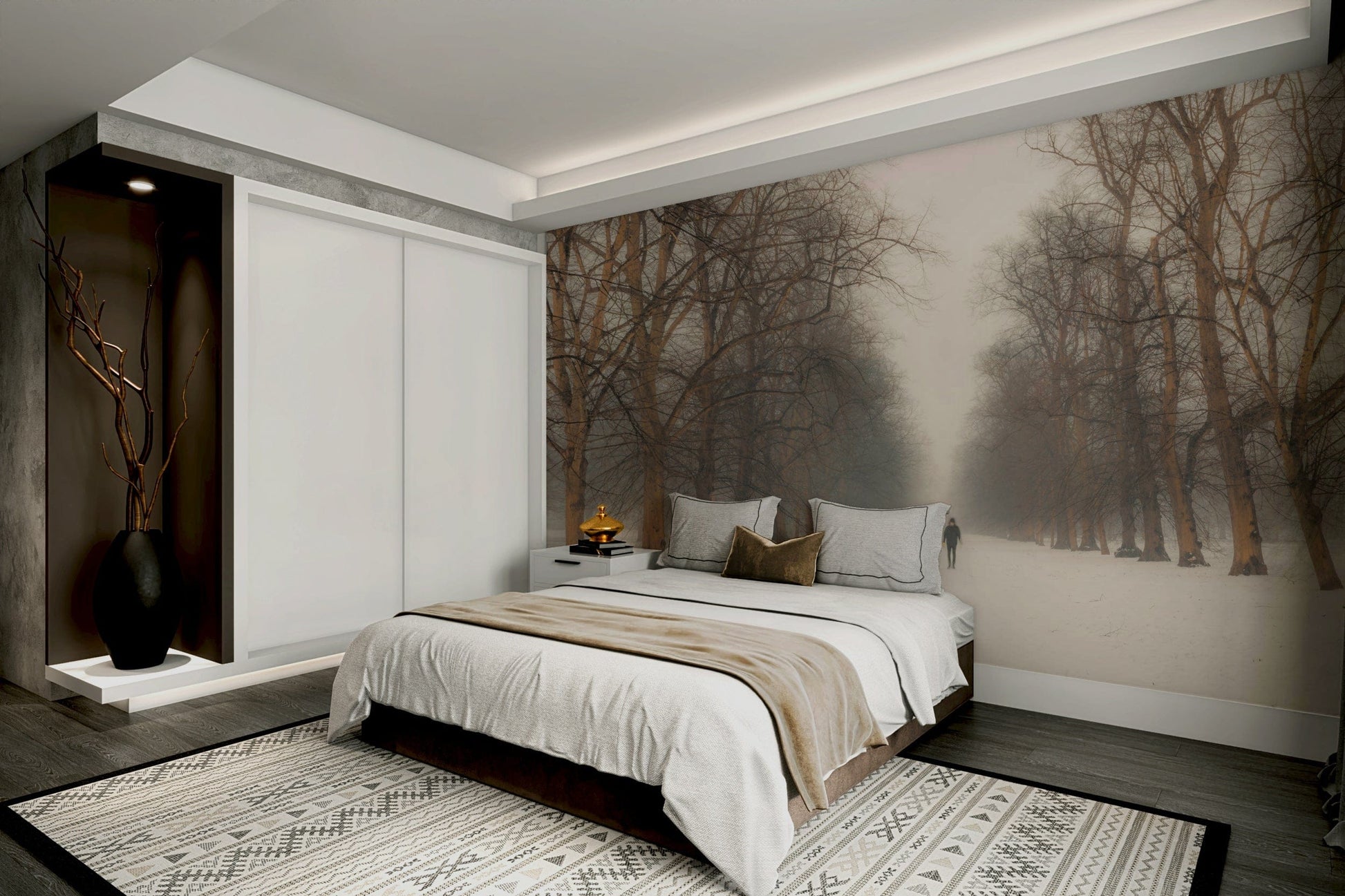 A beautiful serene Hyde Park wallpaper mural for a modern room.

