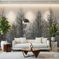 Pale snowfield wallpaper mural in dining room, bright light, airy modern finish