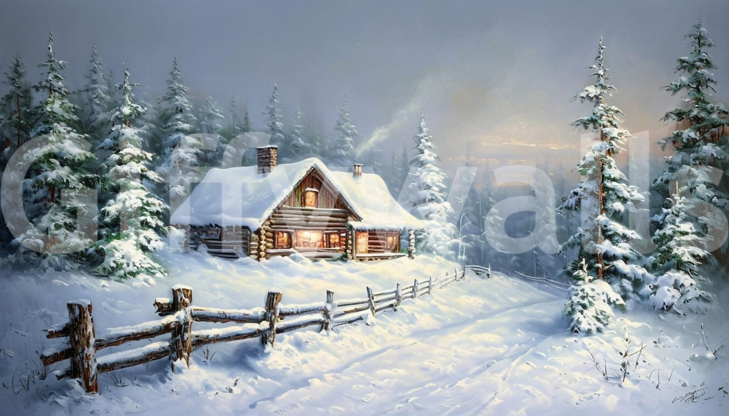 Gentle snowy landscape wall mural bringing comfort and calm to modern homes