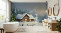 Winter’s Warm Embrace Wall Mural in muted beige and white for home office walls
