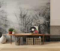 Winter's Whisper Wall Mural used as a backdrop in a quiet home office
