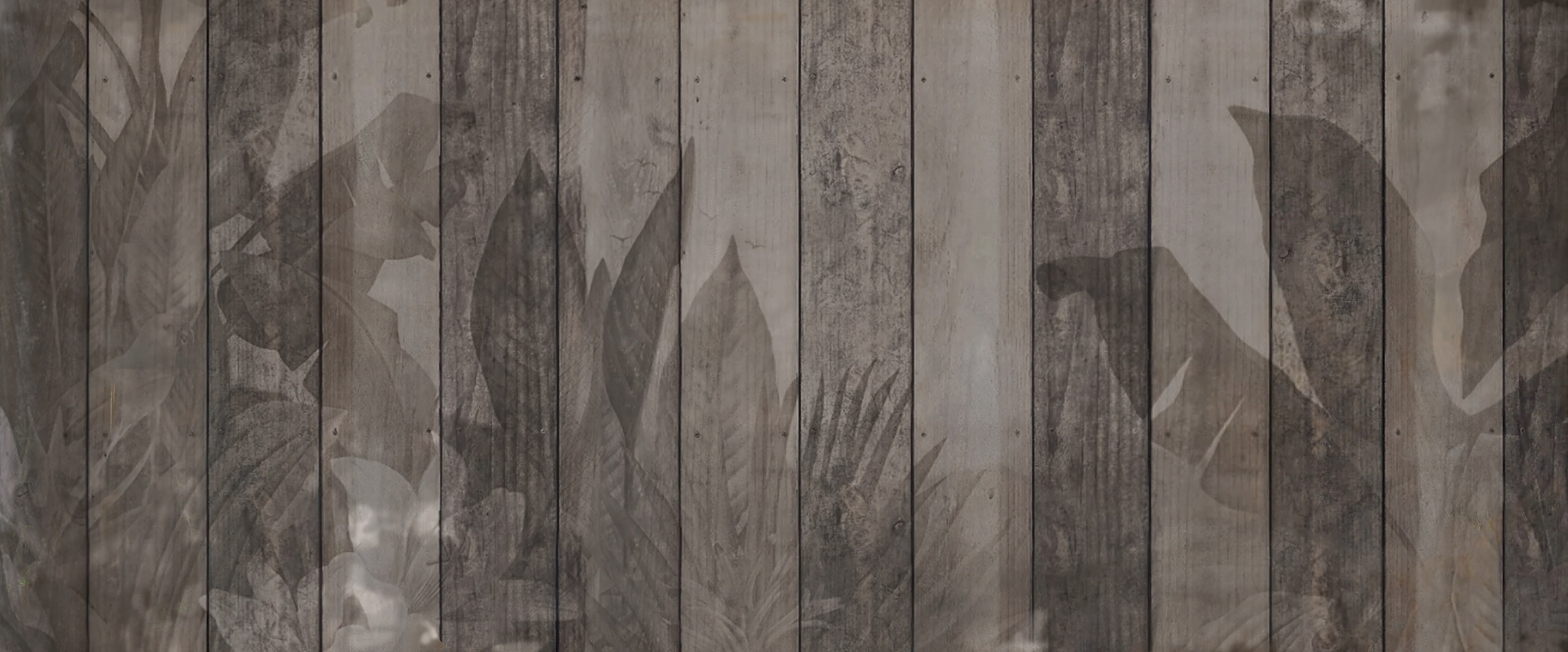 Wooden panel wallpaper with botanical and vintage textures
