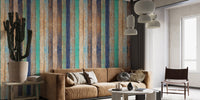 Multicolored wooden planks wallpaper design
