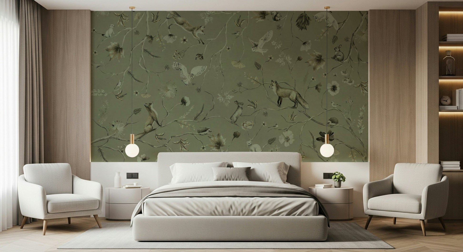 Nature-inspired mural depicting a peaceful forest landscape