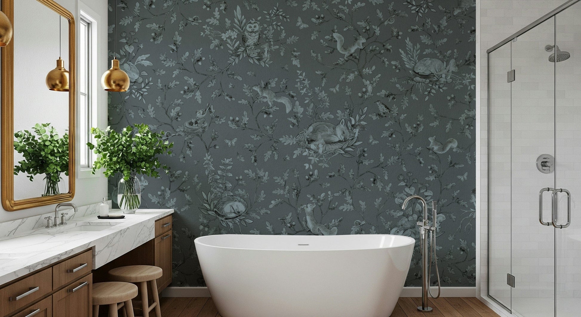 Woodland Slumber Wall Mural featuring a dreamy woodland landscape ideal for restful interiors.