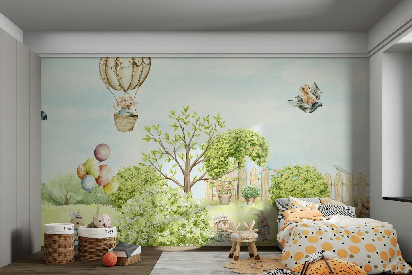 Woodland Friends Adventure wallpaper for a child's room.

