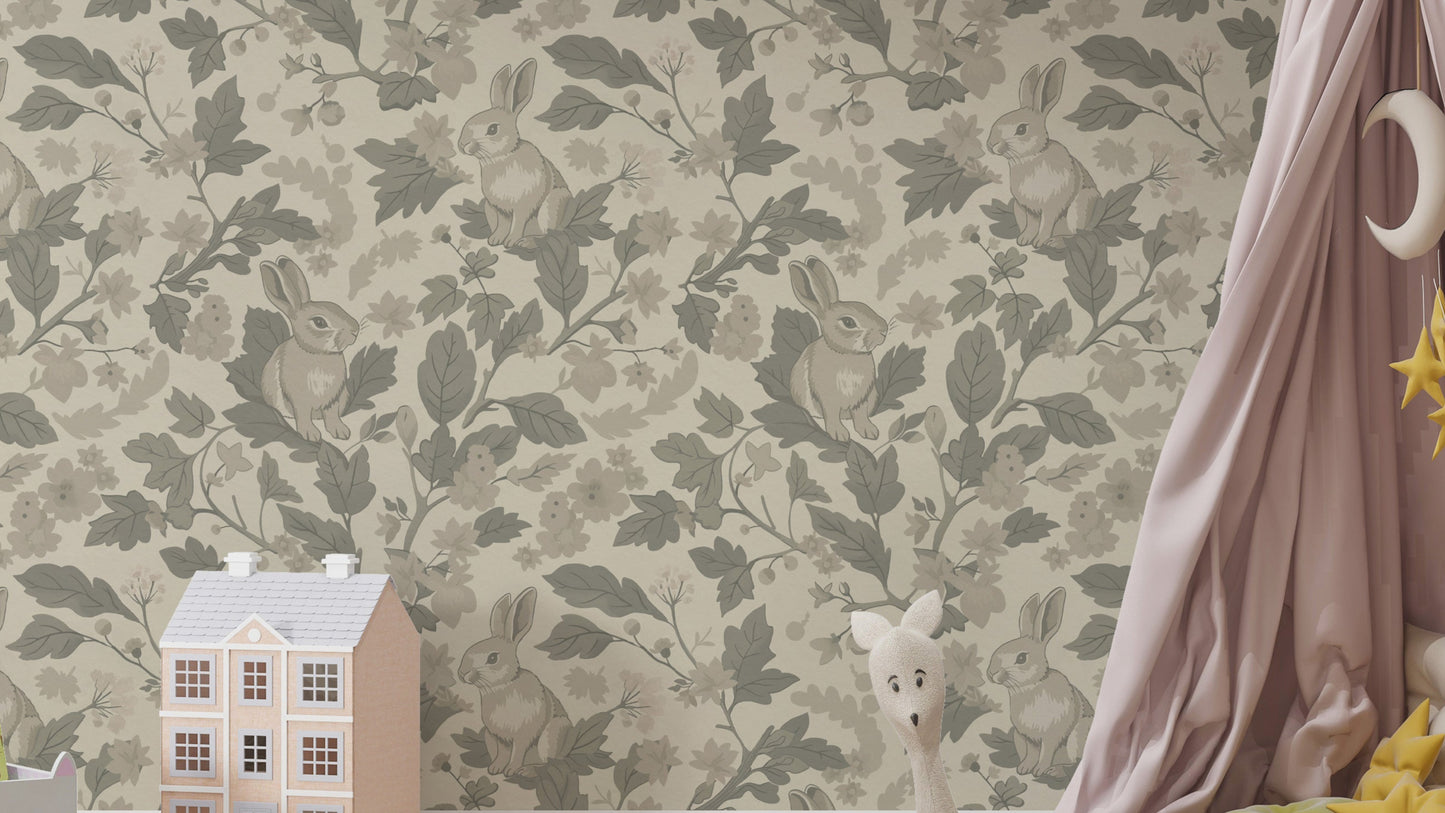 ウッドランドガーデン -  自然なベージュの壁紙⁠