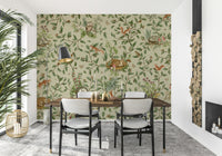 Woodland Naptime Tales Wall Mural creating a cozy, storybook-like forest atmosphere.