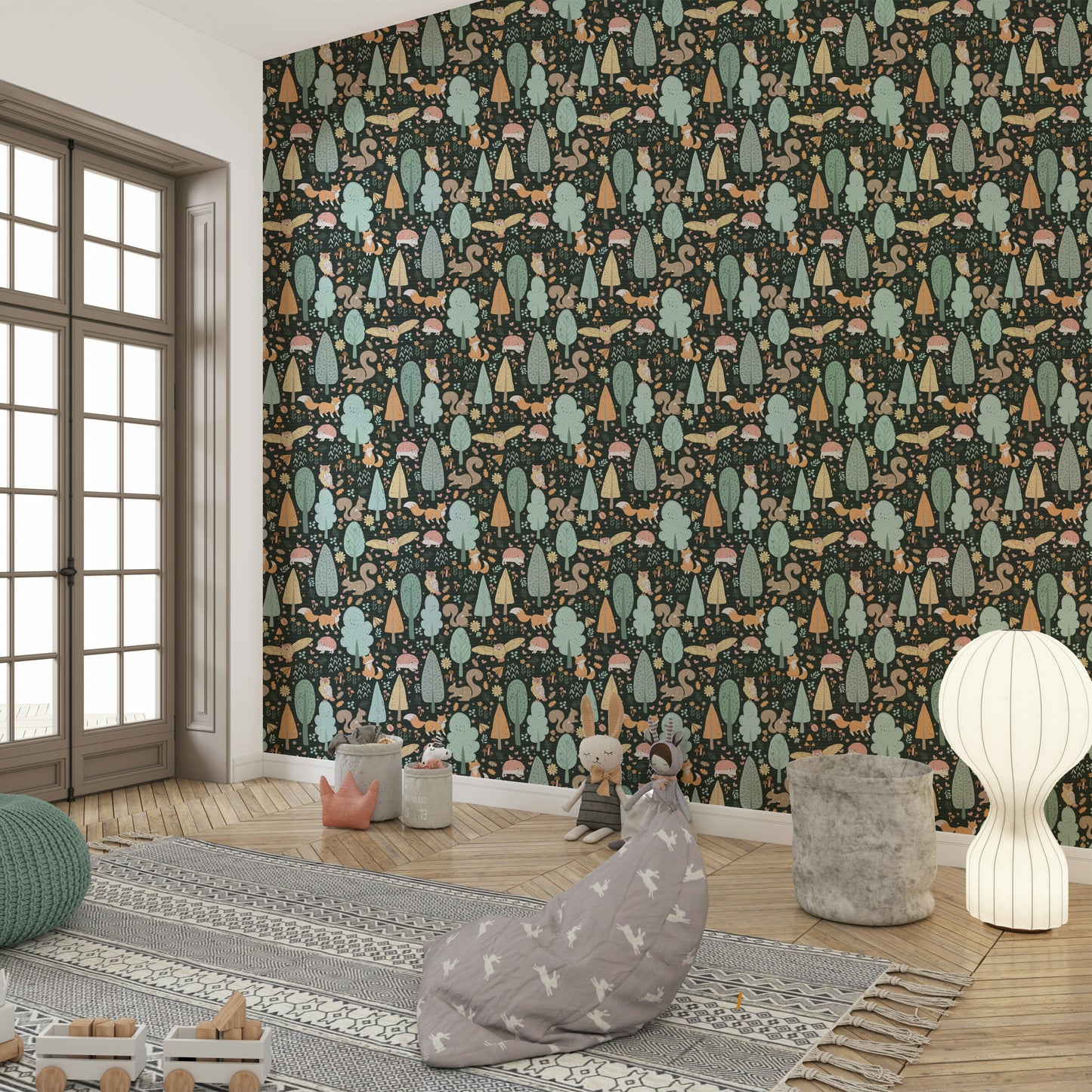 Woodland animals wallpaper for kids’ rooms

