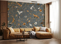 Decorative wall covering showcasing an enchanted forest with detailed foliage