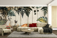 The image shows a serene, detailed woodland scene.

