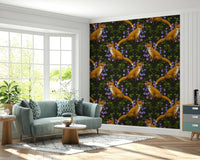 Fox and Forest Ivy Wallpaper – Nature-inspired wallpaper highlighting woodland wildlife and creeping ivy.