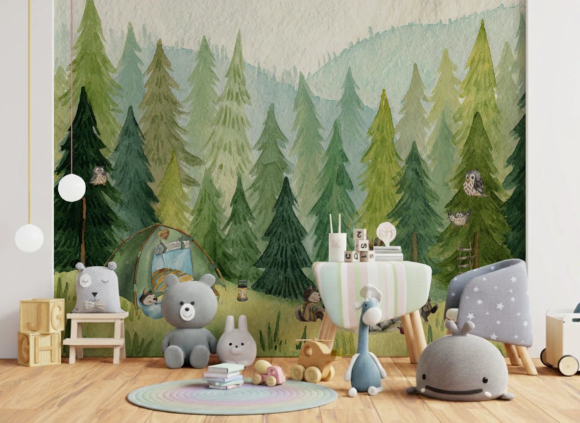 Woodland Wolf Camp Wall Mural