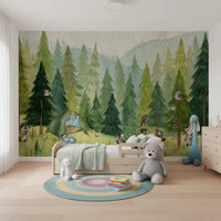Woodland Wolf Camp Wall Mural