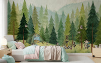 Woodland Wolf Camp Wall Mural