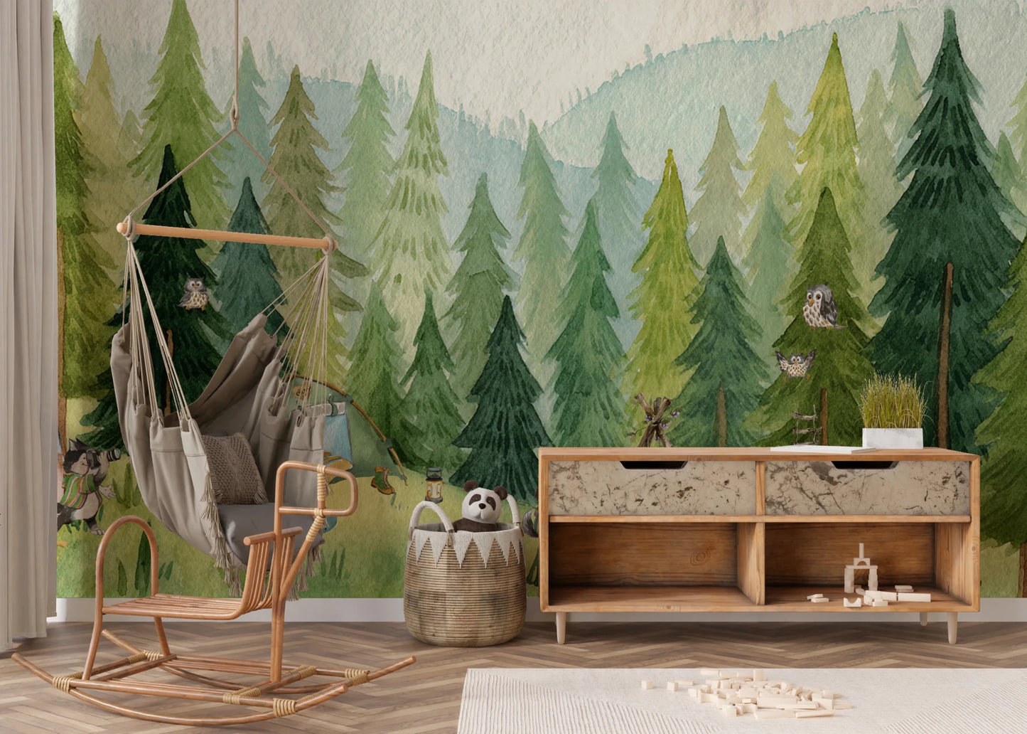 Woodland Wolf Camp Wall Mural