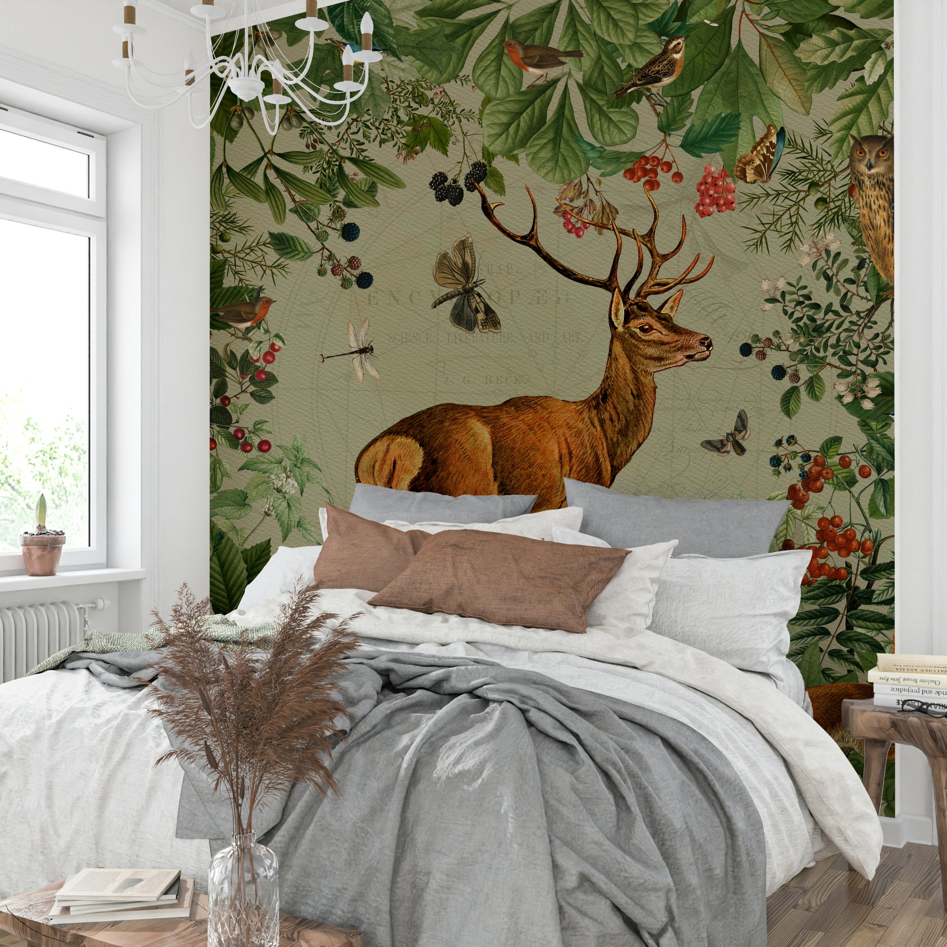 Hand-painted forest wallpaper for walls

