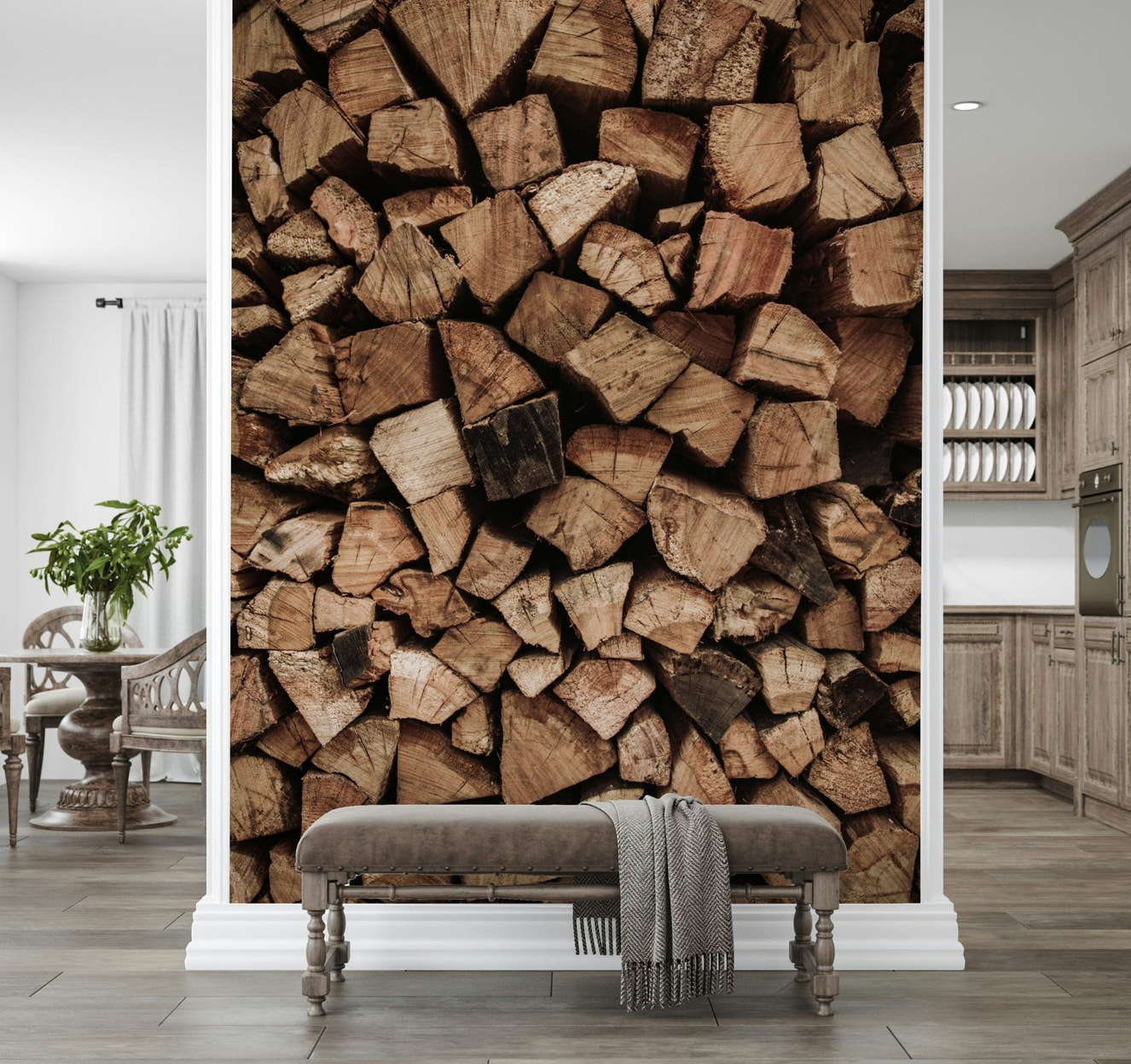 Woodpile Texture Wall Mural -2226414