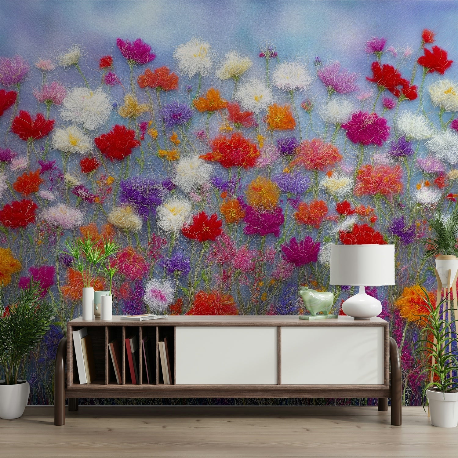 Hand-stitched meadow design

