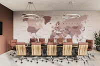 Kids room world mural in pink shades

