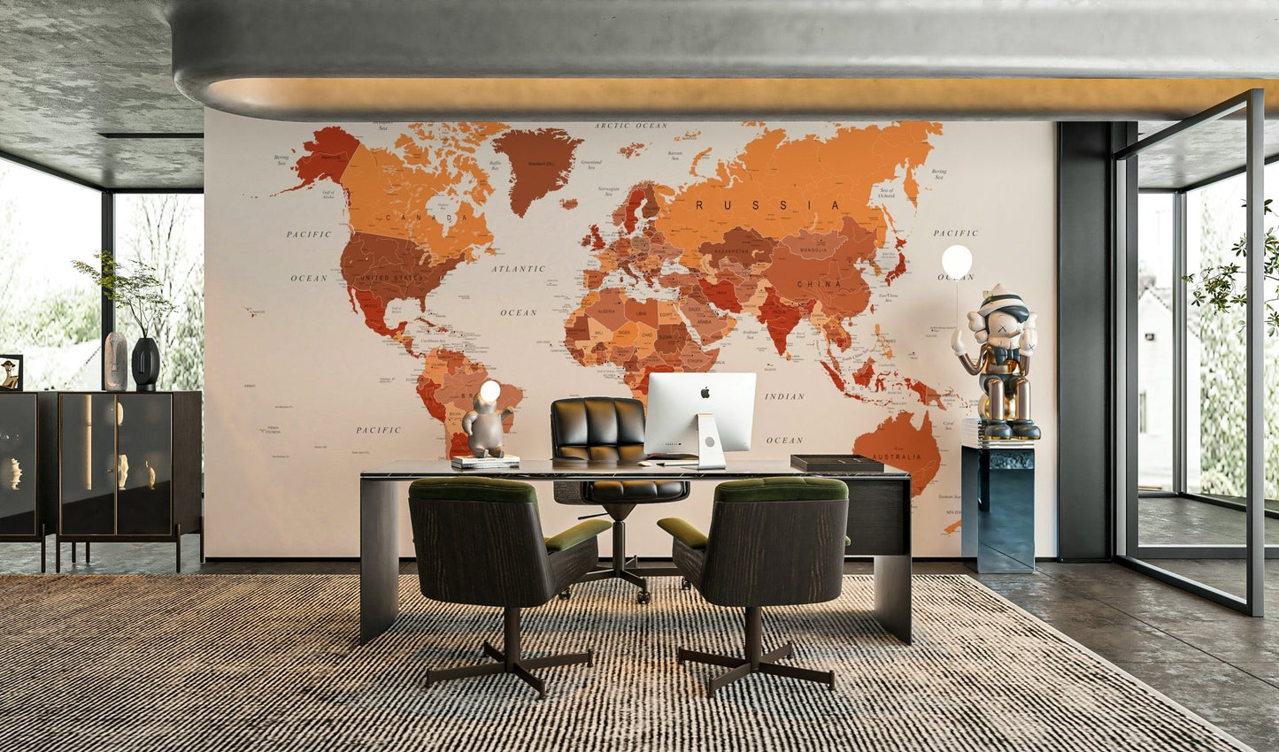 Terracotta vintage map wallpaper

