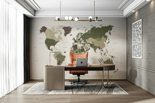 Rugged map wall design

