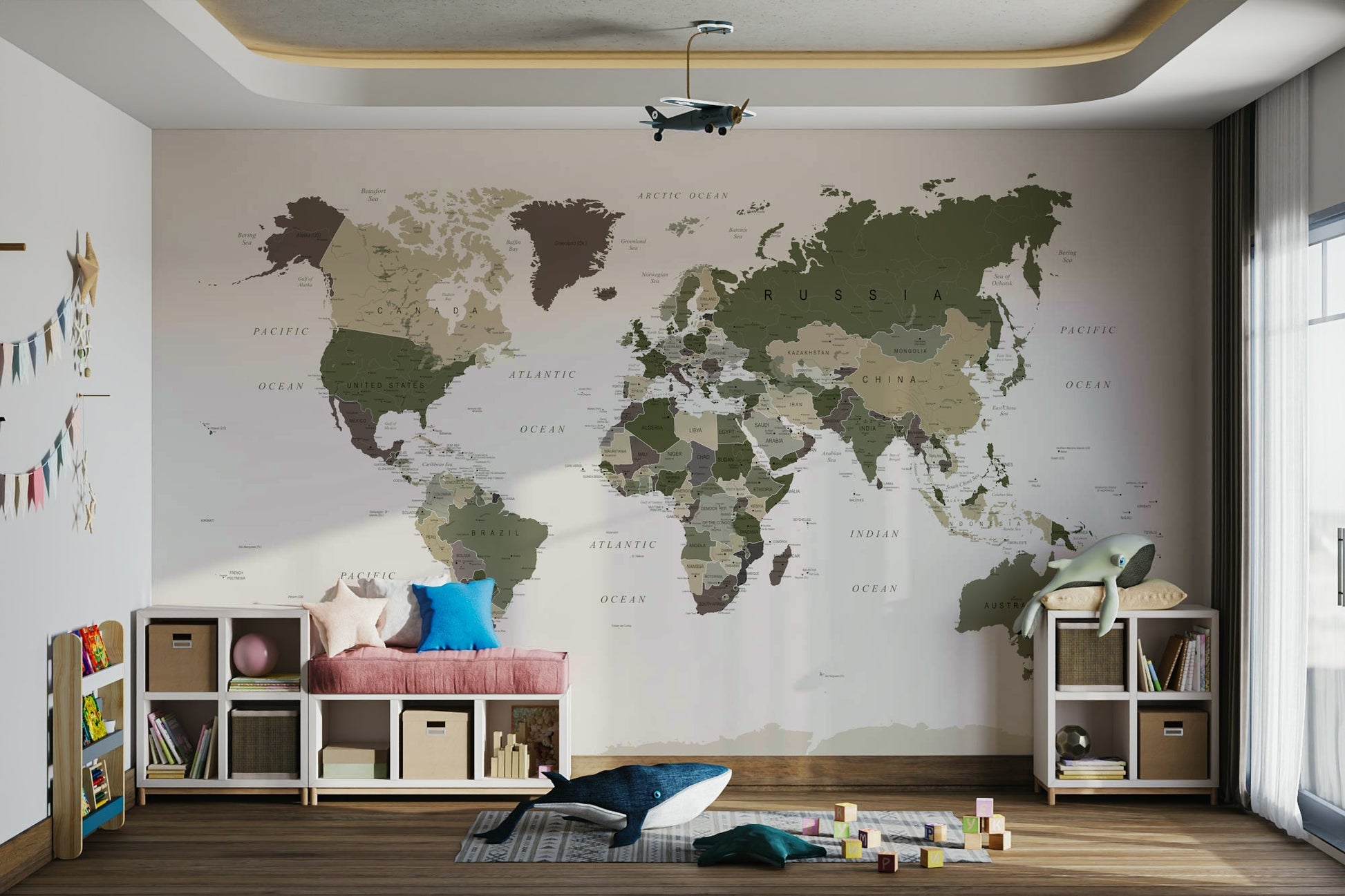 Global map in camouflage shades

