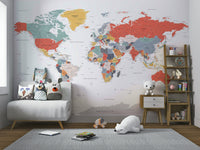 Classic world map design in wall mural format


