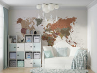 Geography mural with neutral shades

