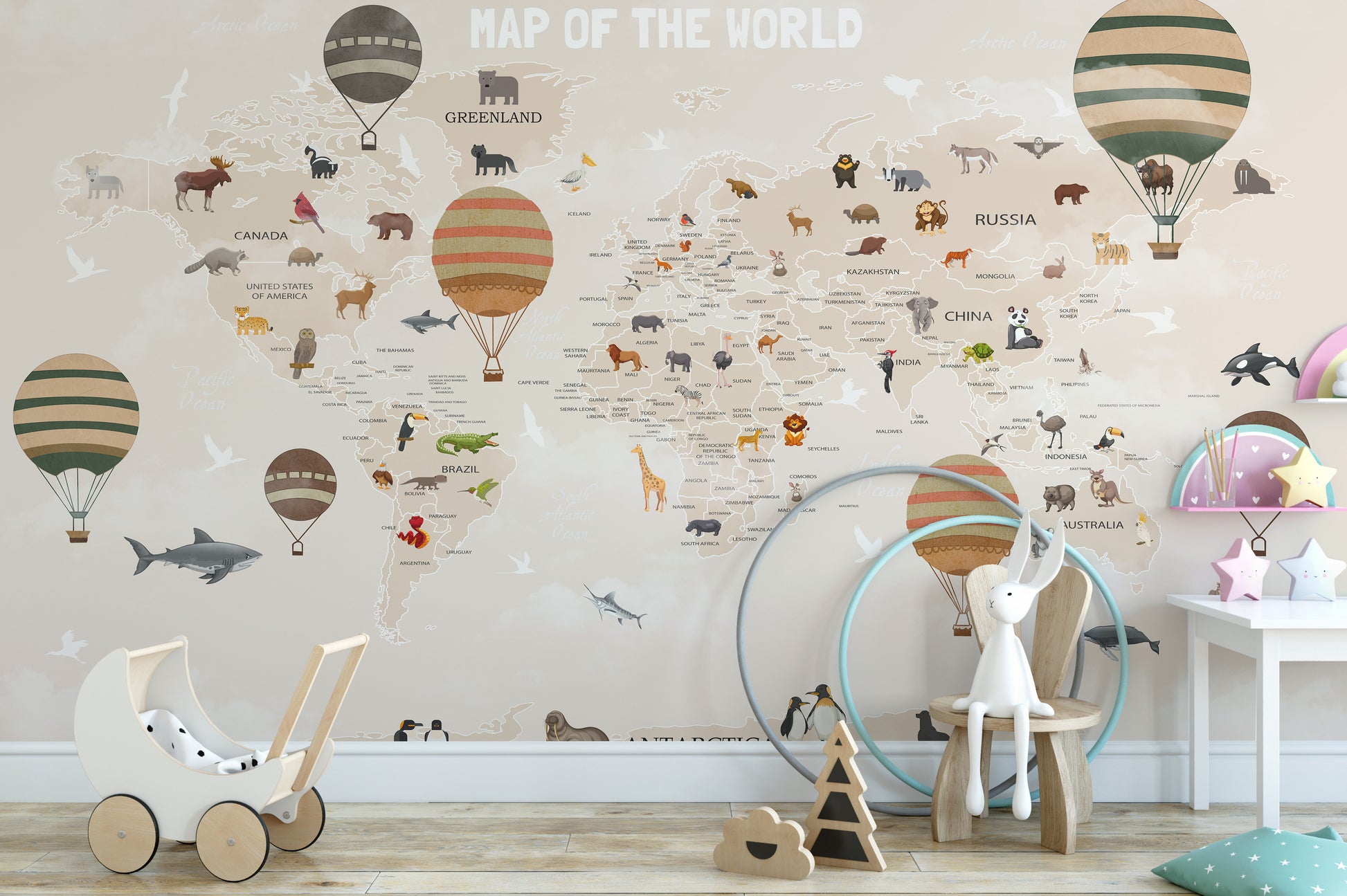 World Map Kids & Nursery Wallpaper - Giffywalls