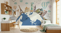 World Tour print on a durable vinyl mural for a high-traffic hallway.