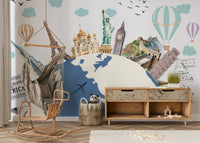 Vintage geography wall art for a sleek studio apartment workspace.