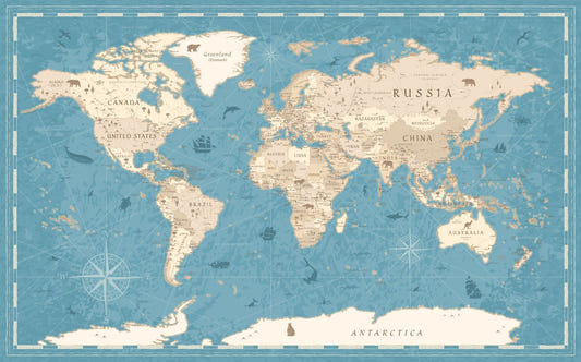 Vintage World Map Wallpaper Wandbild