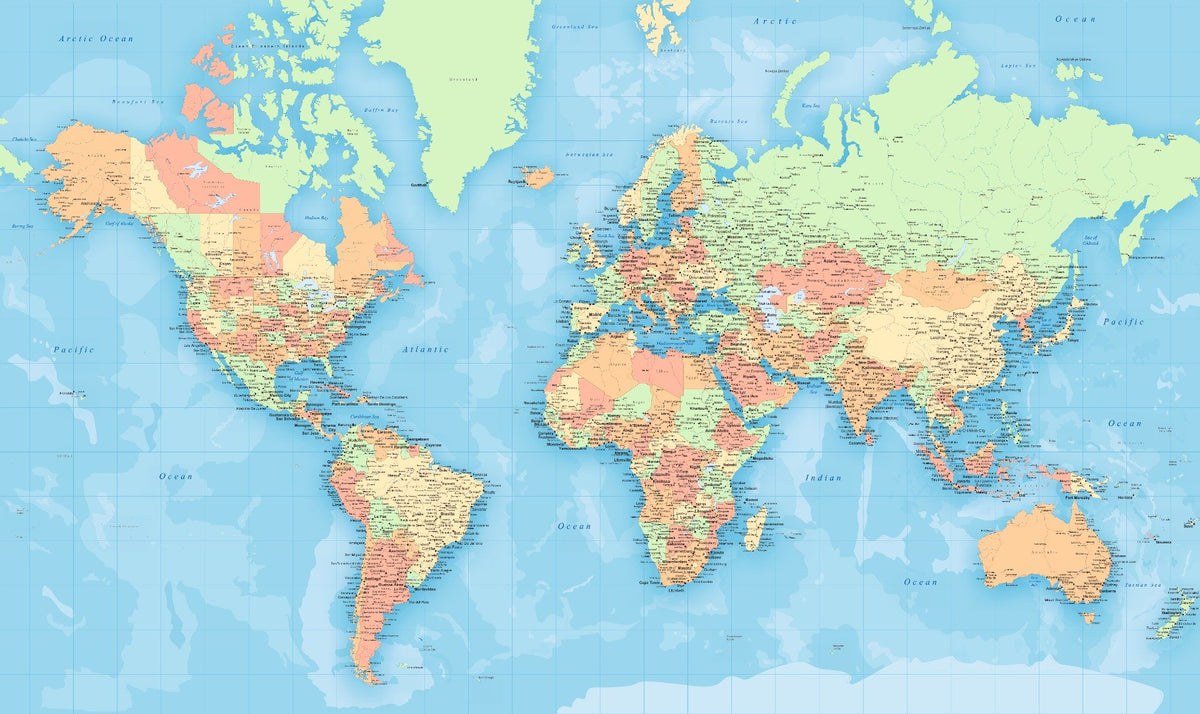 Carte du monde Colorful Wallpaper Mural in your room