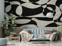 The mural extends across the entire wall, creating a clean backdrop.

