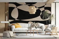 A wall mural featuring a soft, geometric pattern.

