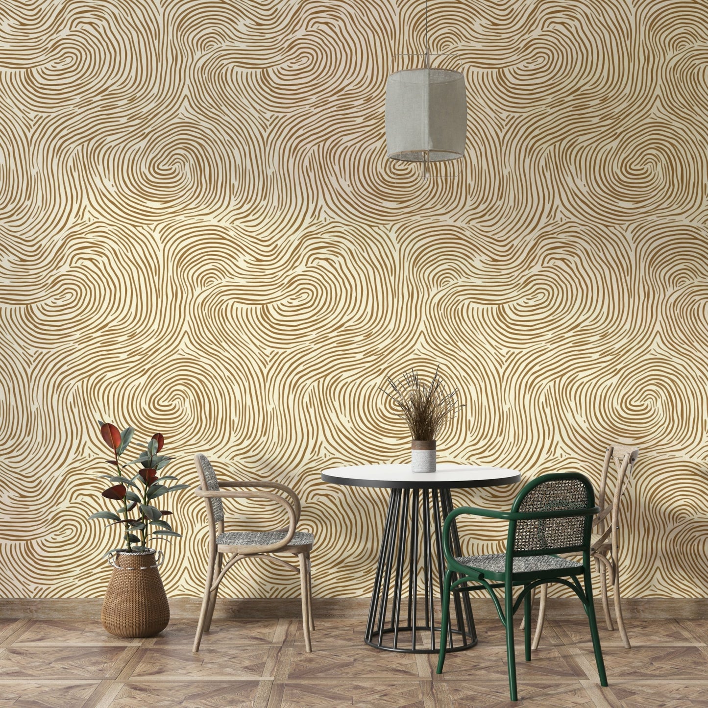 Elegant woven wallpaper mural with a natural, sophisticated look.

