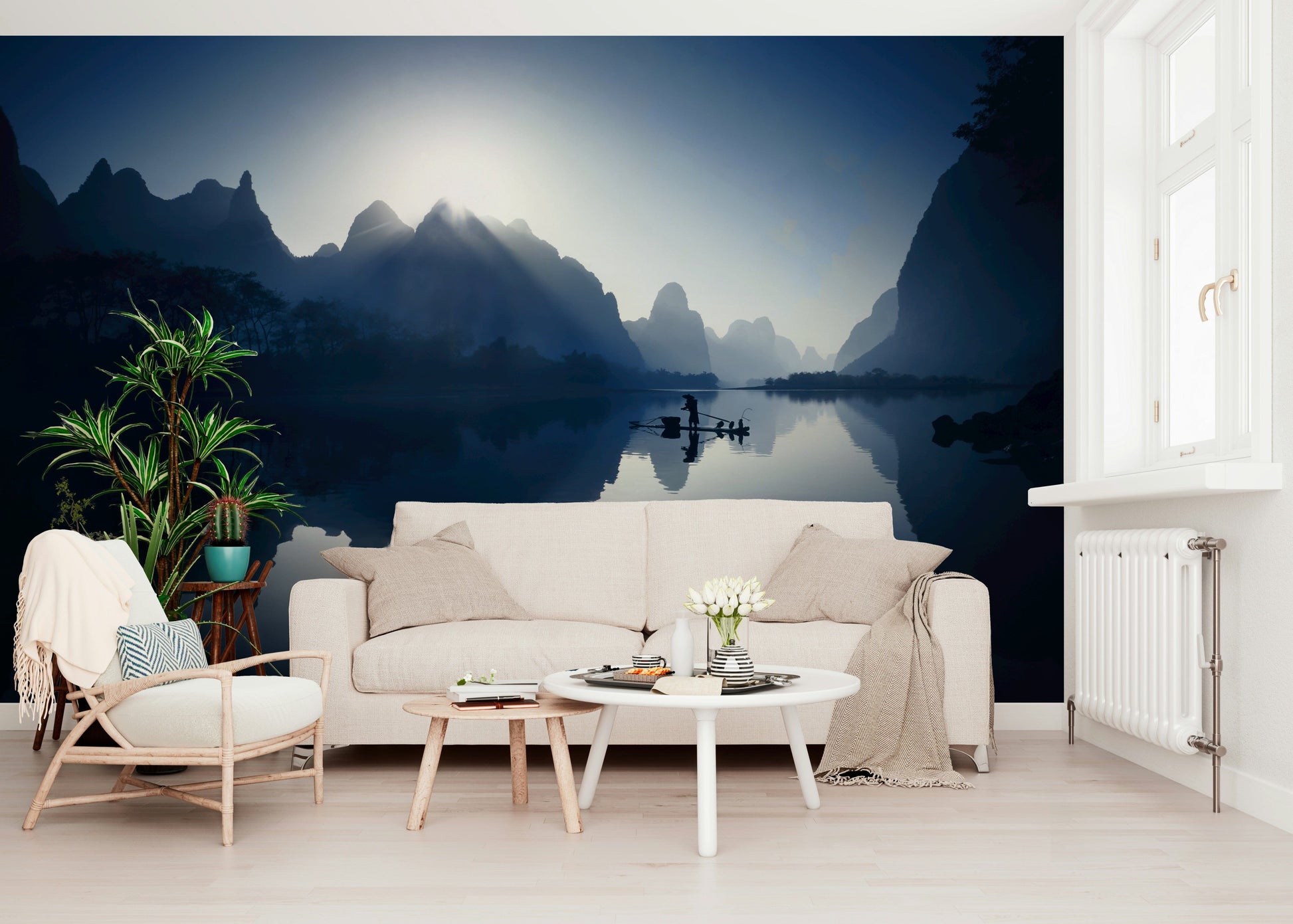 Hallway home décor featuring the Serene Dawn Yangshuo's Whisper Wall Mural.