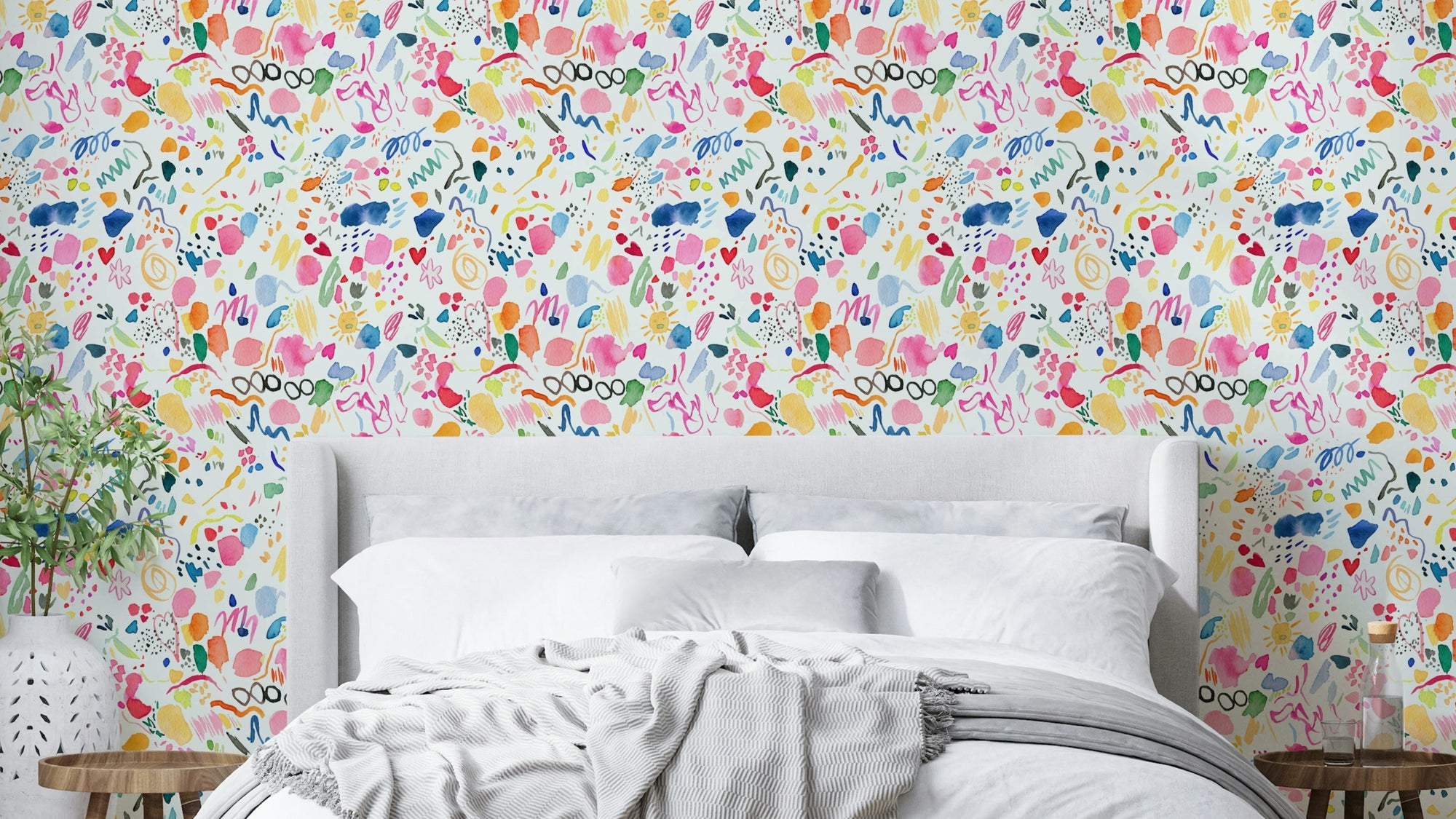 Yellow Abstract Party Wallpaper | Bold Wall Style


