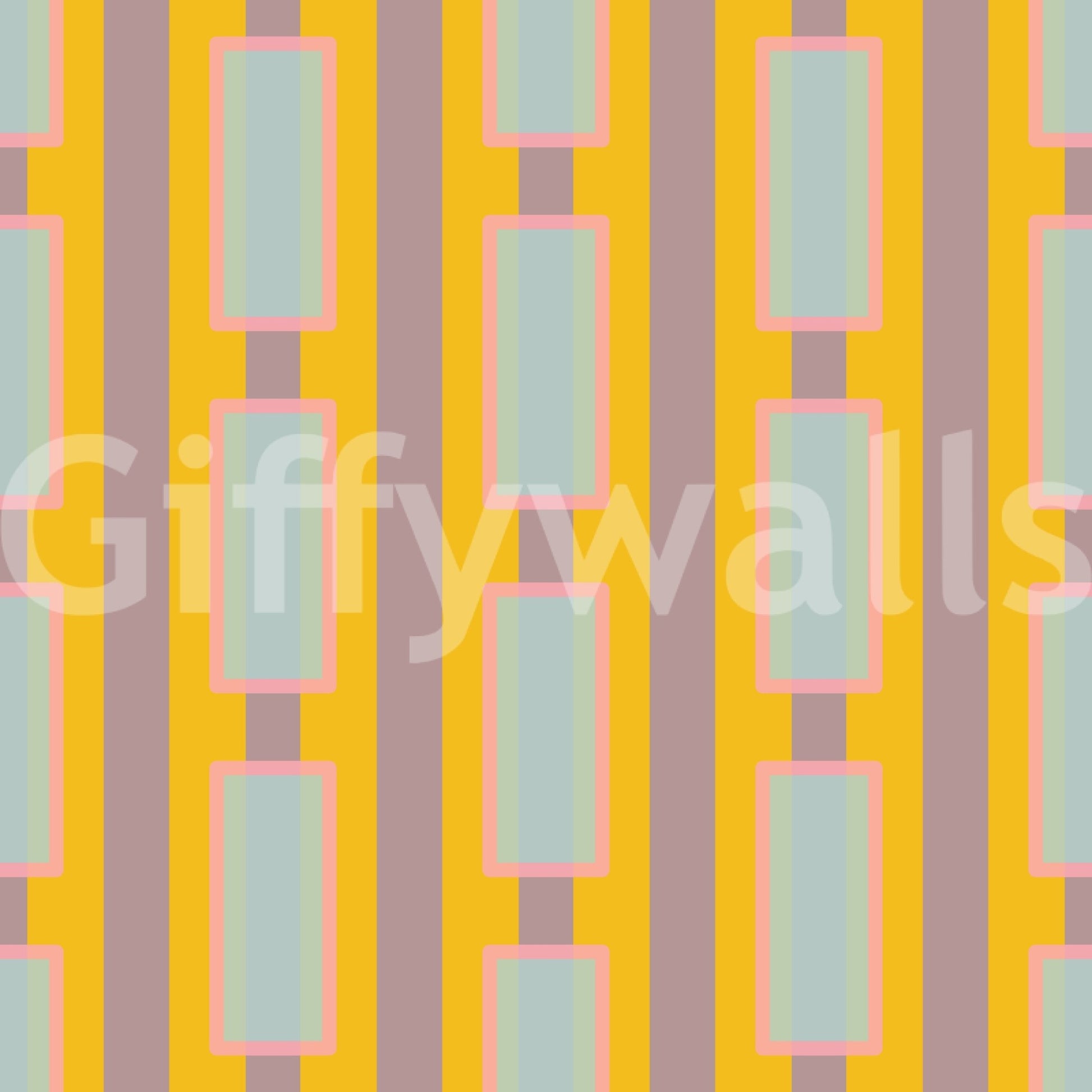 Peel-and-stick yellow geometric mural wallpaper pattern

