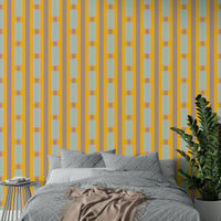 Kitchen accent wall featuring yellow geometry

