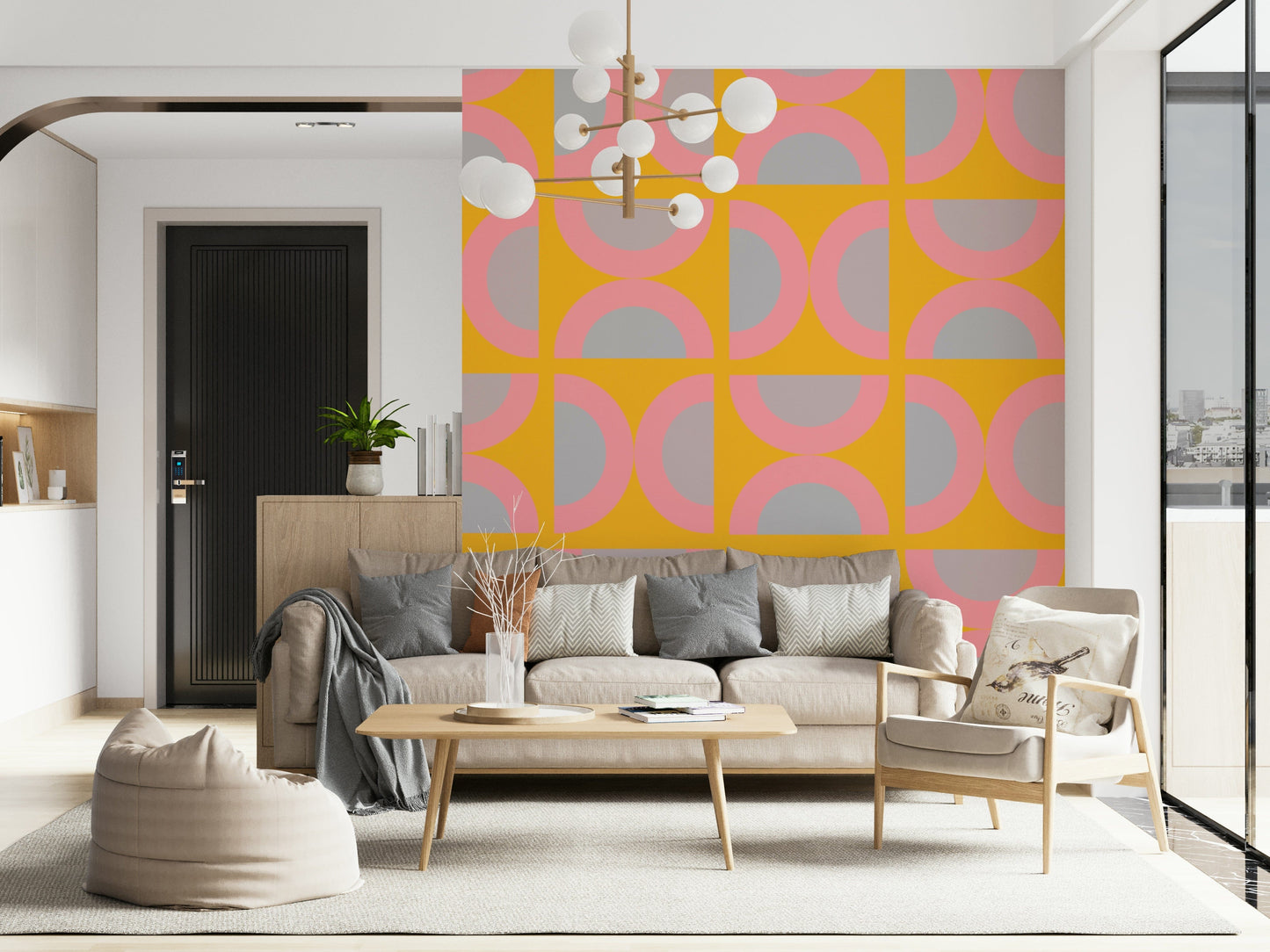 Bold colorful interior decor Semi-Circle Pop wall accent.