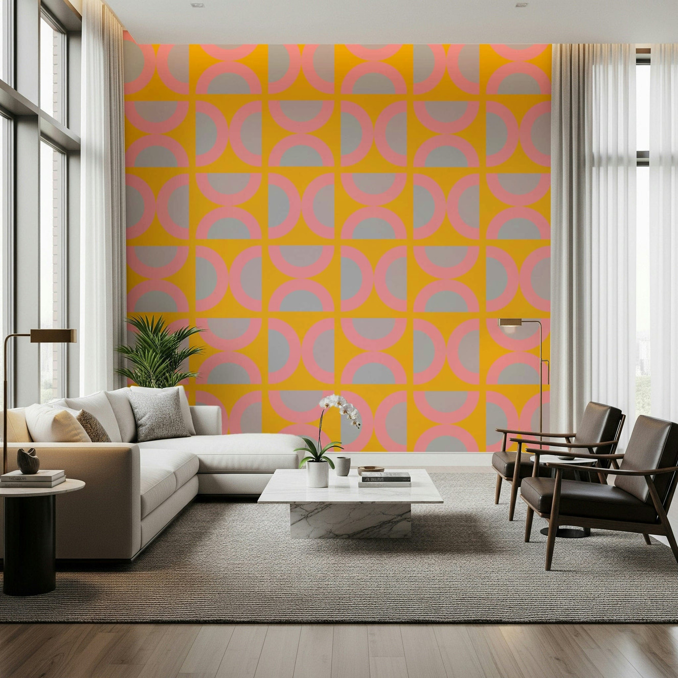Semi-Circle Pop wallpaper for walls retro geometric pattern.