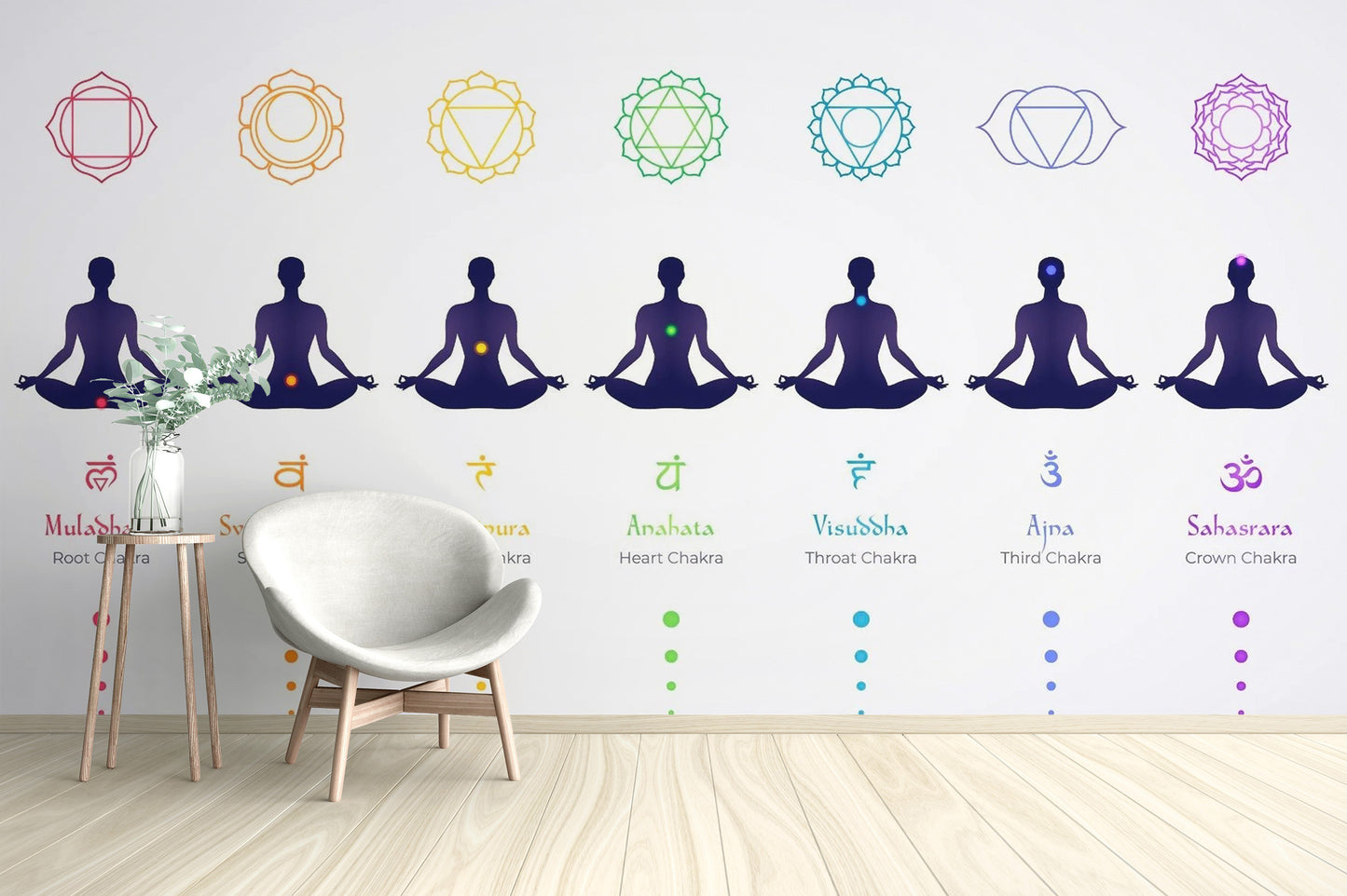 Meditation Body Chakras Wallpaper Mural - Giffywalls